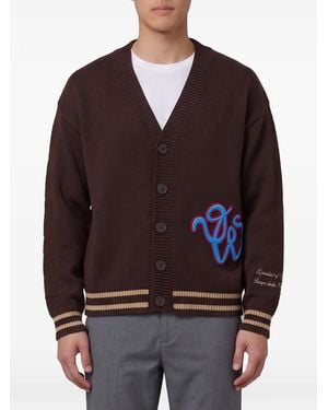 Off-White c/o Virgil Abloh Cat Off Varsity Vest Met Borduurwerk - Bruin