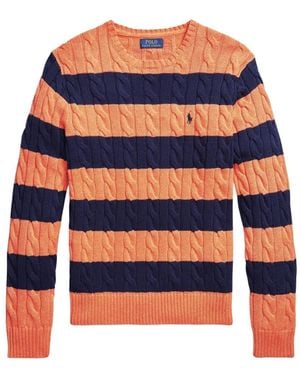 Polo Ralph Lauren Striped Cable-Knit Jumper - Orange