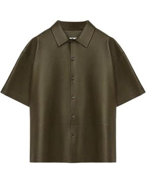 Loewe Short-Sleeve Leather Shirt - Green