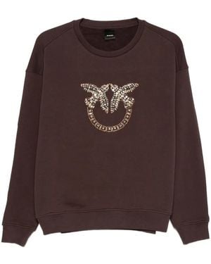 Pinko Love Birds Sweatshirt Mit Kristallen - Braun