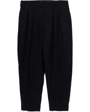 Yohji Yamamoto Pinstripe-Pattern Pleated Trousers - Black