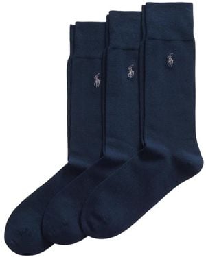 Polo Ralph Lauren Cotton-Blend Trouser Socks 3-Pack - Blue