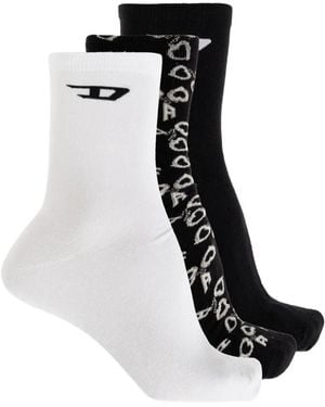 DIESEL Calzini Con Motivo Manette (3 Pezzi) - Nero