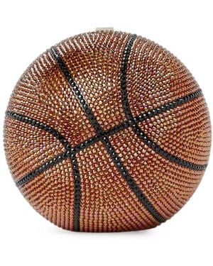 Judith Leiber Basketball Crystal-Embellished Mini Bag - Brown