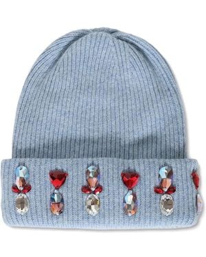 Melrose High Crystal-Embellished Beanie Hat - Blue