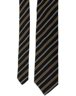 Brunello Cucinelli Diagonal-Stripe Silk Tie - Black