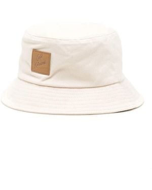 Café Kitsuné Logo-Appliqué Bucket Hat - Natural