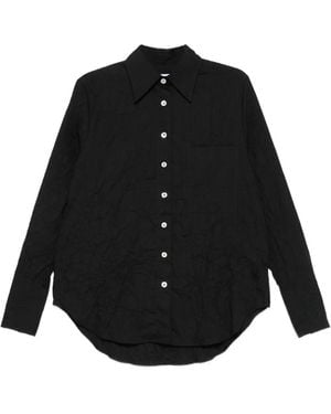 AMISH Textured Button-Front Shirt - Black