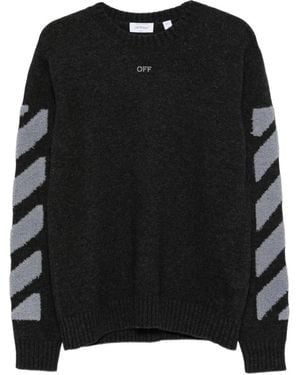 Off-White c/o Virgil Abloh Pull Diagonals À Col Rond - Noir