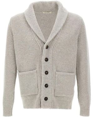 FILIPPO DE LAURENTIIS Shawl-collar Ribbed Cardigan - グレー