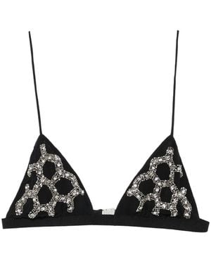 Patrizia Pepe Embroidered Triangle-Cup Bra - Black