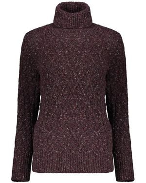 Moorer Cable-Knit Roll-Neck Sweater - Purple