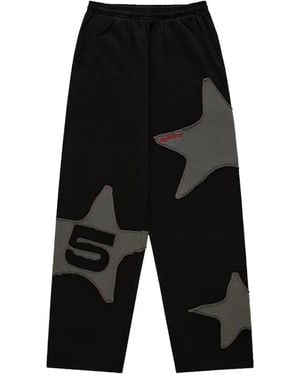 Sp5der Star-Motif Wide-Leg Track Trousers - Black