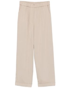 Peserico Elasticated-Waistband Turned-Up-Cuff Trousers - White