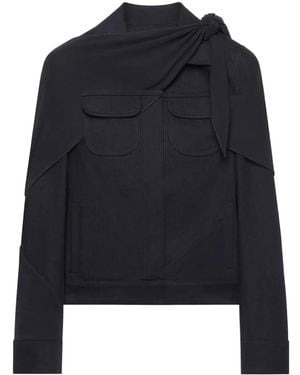 Courreges Draped Denim Trucker Jacket - Black