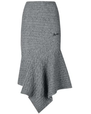 The Attico Jupe En Maille Torsadée À Coupe Mi-Longue - Grey