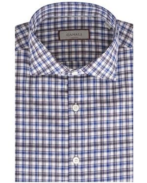 Canali Geruit Overhemd - Blauw