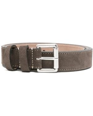 Les Deux Suede Contrast-Stitch Belt - Grey