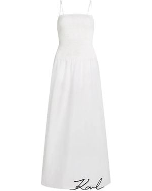 KARL LAGERFELD Smocked Beach Dress - White