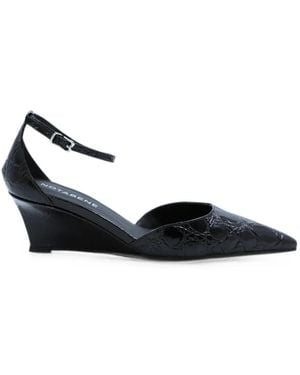 Notabene Sandalias Con Efecto De Piel De Cocodrilo Y Cuña - Negro