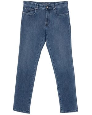 Corneliani Logo-Embroidered Straight-Leg Jeans - Blue