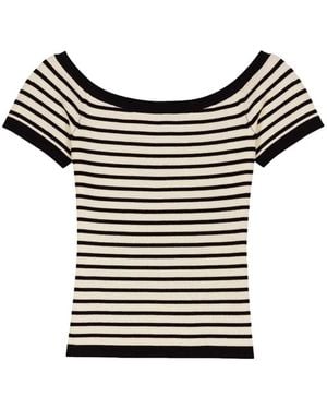 Maje Striped Short-Sleeve T-Shirt - Black