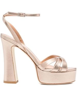 Chantal 130Mm Leather Platform Sandals - Natural