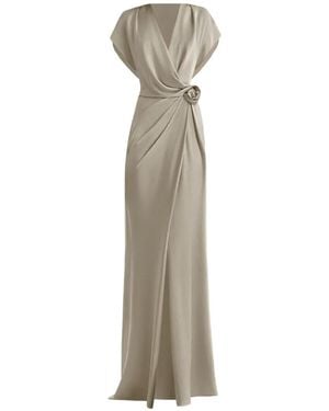 Gemy Maalouf Draped Flower-Detail Dress - Natural