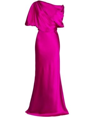 Amsale Off-Shoulder Satin Draped-Detail Gown - Pink