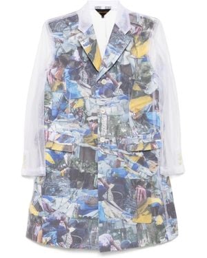Comme des Garçons Graphic-Print Coat - Blue