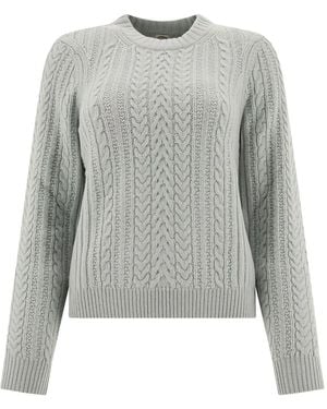 Ines De La Fressange Paris Cable-Knit Ribbed Sweater - Gray