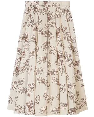 Ports 1961 Floral Midi Skirt - Natural