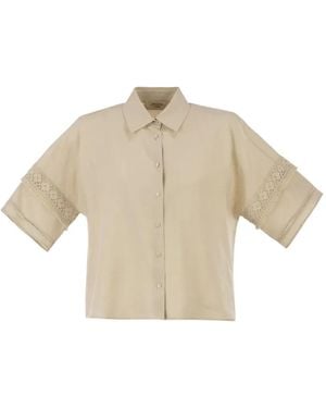 Weekend by Maxmara Lace-Insert Linen Shirt - Natural