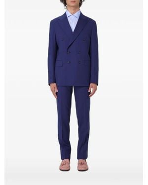 Brian Dales Double-Breasted Suit - Blue