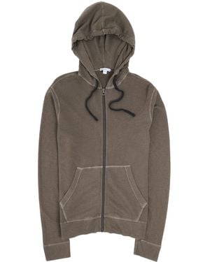 James Perse Contrast-Stitching Hoodie - Brown