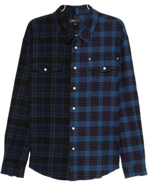 Purple Brand Colour-Block Plaid Shirt - Blue