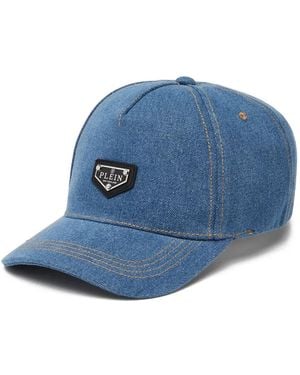 Philipp Plein Casquette À Plaque En Jean - Bleu