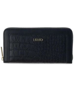 Liu Jo Croc-Effect Zip-Around Wallet - Black