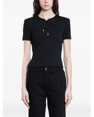 Givenchy Ribbed Lace-Up Blouse - Black