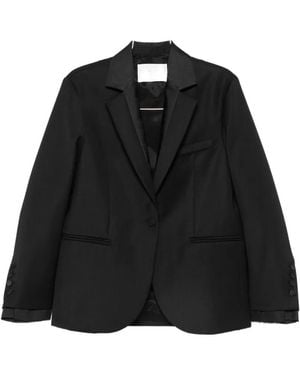 Tela Satin-Trim Single-Breasted Blazer - Black