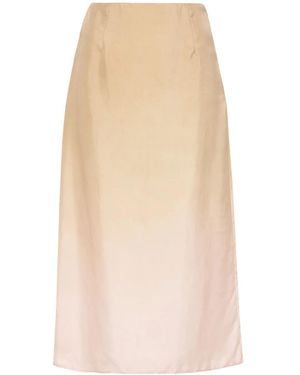 Prada Gradient Twill Midi-Skirt - Natural