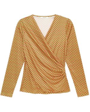 Maliparmi Micro-Print Draped T-Shirt - Natural