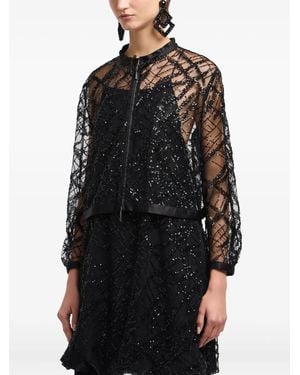 Emporio Armani Sequin-Embellished Sheer Jacket - Black