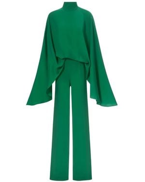 Taller Marmo Eolia Cape-Sleeve Jumpsuit - Green