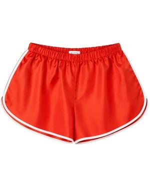 Frankie Shop Aria Contrast-Trim Satin Shorts - Red