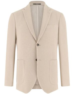 BOGGI Micro–Textured Patch-Pocket Blazer - White