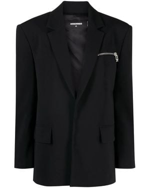 DSquared² Logo-Charm Single-Breasted Blazer - Black