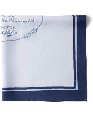 Prada Printed Twill Scarf - Blue