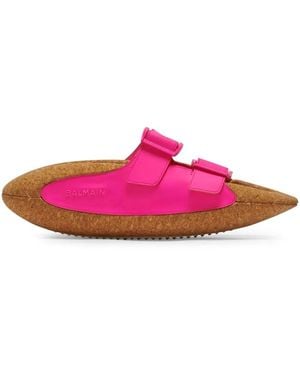 Balmain Leather B-it Buckle Sandals - Pink