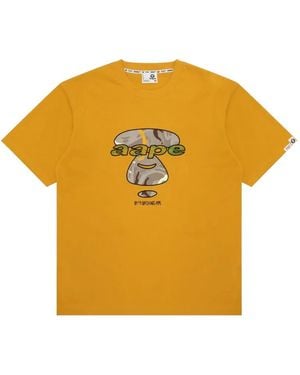 Aape By A Bathing Ape Moonface Camo-Print T-Shirt - Yellow
